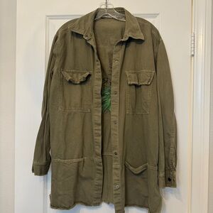 Zara military green ‘Be Green’ long jacket size medium